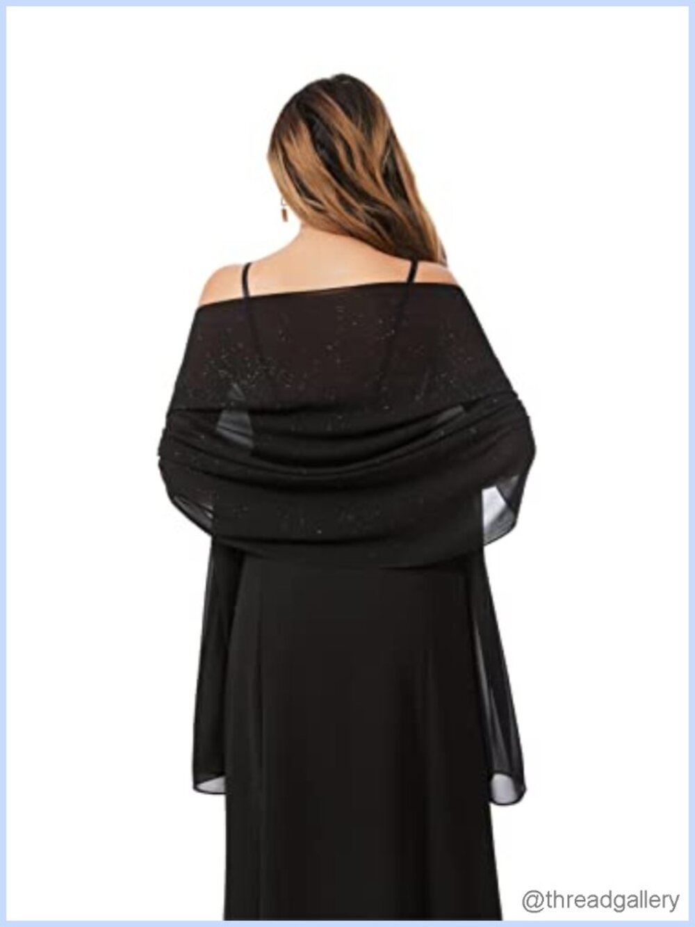 Sheer Chiffon Shawl Wrap Rhinestone Glitter Evening Dress Scarf